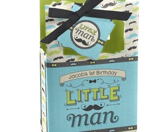 Dashing Little Man Mustache Party Favor Boxes - Custom Party Supplies - Set of 12