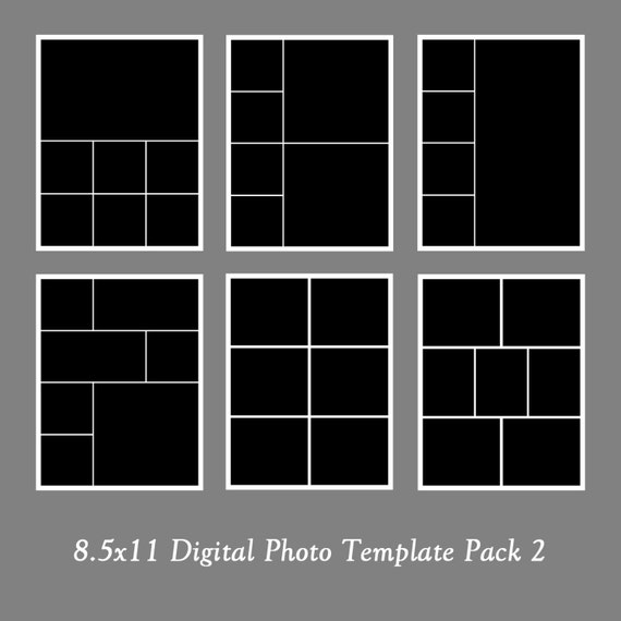 8.5x11 Photo Template Pack, Photo Collage, Portfolio Design, Scrapbooks, Photography Templates