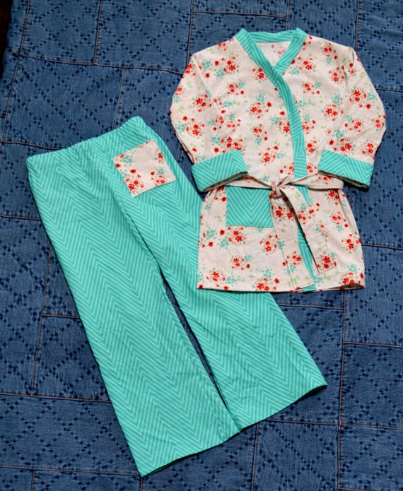Size 6 Hospital Pajama Set Robe Pants by HuckleberryBlossom