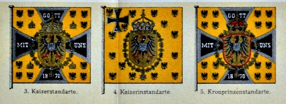 German flags during the early 1900's . History engraving.