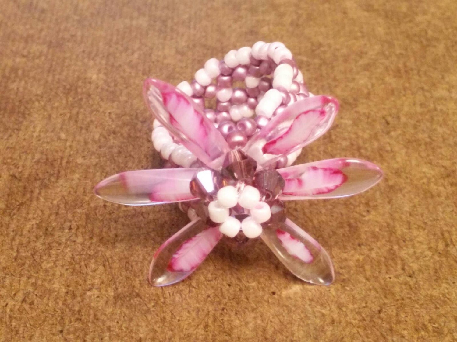 Flower Ring with Watercolor Petals. by CelticSparkDesigns on Etsy