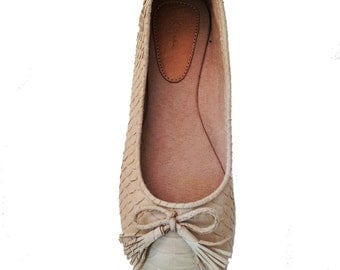 BEIGE python ballet flats