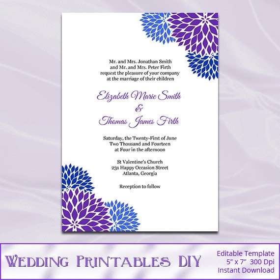 Blank navy blue wedding invitations