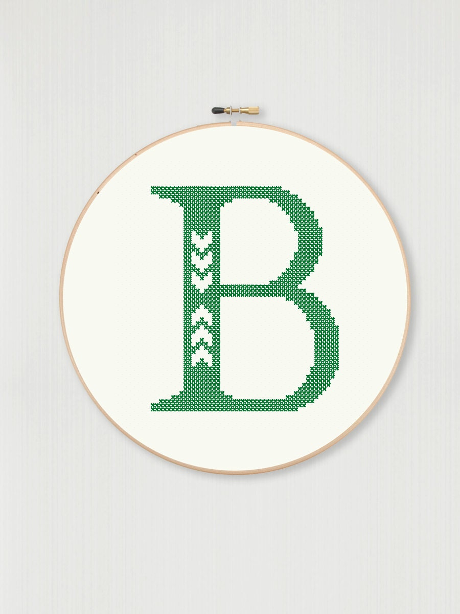 Cross Stitch Letter B Pattern With Chevron Detail Instant