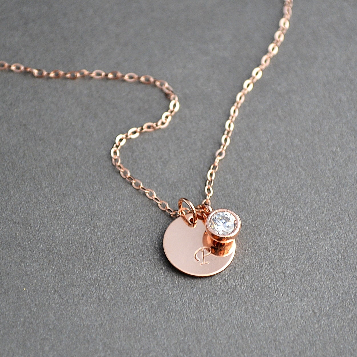 Rose Gold Initial Necklace Personalized Necklace Bridesmaid