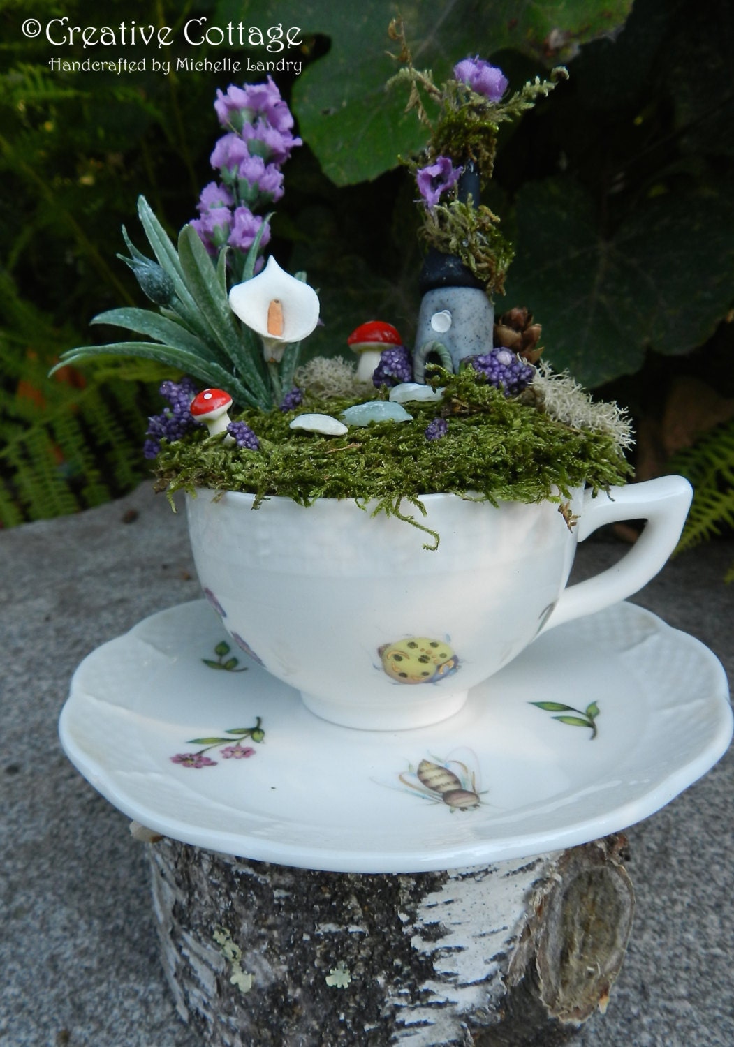 Fairy House Tea Cup Garden by CreativeCottageNH on Etsy