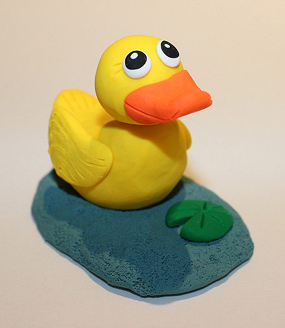 Polymer Clay Duck in the Pond Figurine good for Decoration