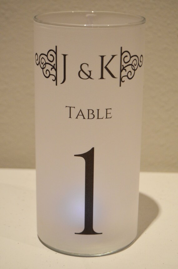 Personalized Wedding Luminary Vase Table Numbers. Centerpieces.