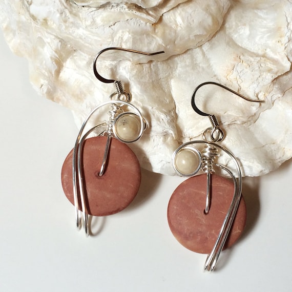 Tan Earrings Ecru Jewelry Beige Jewelry by CoconutJoyJewelry