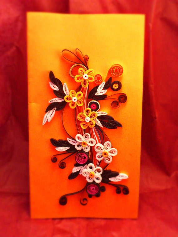 Items similar to Quilled floral greeting card - Beautiful gift card ...