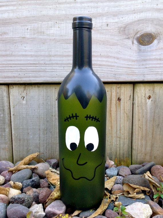 Items similar to Frankenstein Wine Bottle / Cute & Classy Halloween