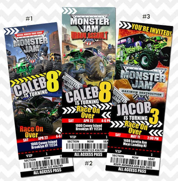 Monster Jam Ticket Invitation Monster Jam Truck by AsherPrints