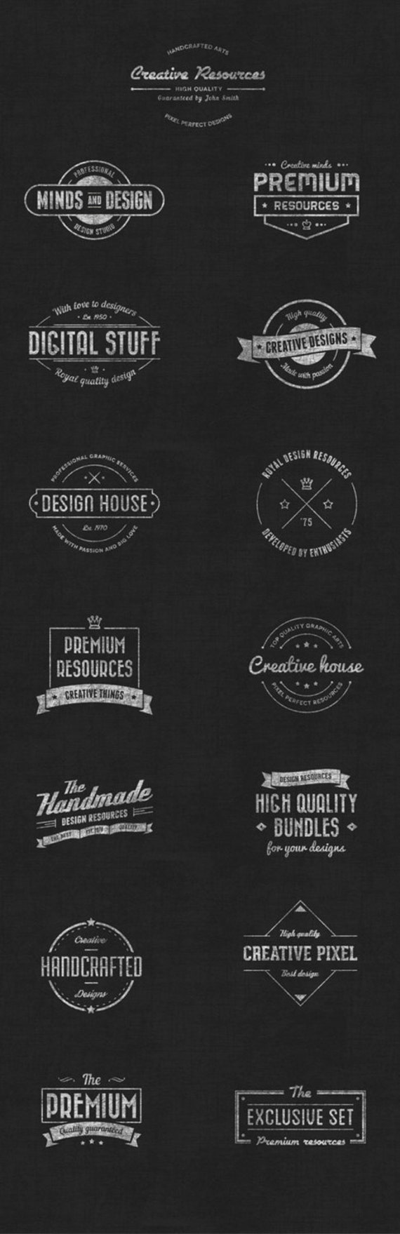 Vintage Chalkboard Badge Vector Logos Digital Badges Clipart