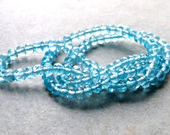 AAA Blue Apatite Faceted Rondelles - 3mm - Packet of 10 Beads