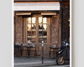 Paris Photography, "Cafe St. Regis, Sunset" Black Paris Print Wall Art, Gold Sunset Photo, NR
