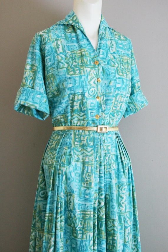 1950s 1960s Shirtwaist Dress Vintage Housewife Retro