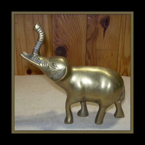 Vintage Brass Elephant / 1960s Solid Brass by GypsumMoonVintage