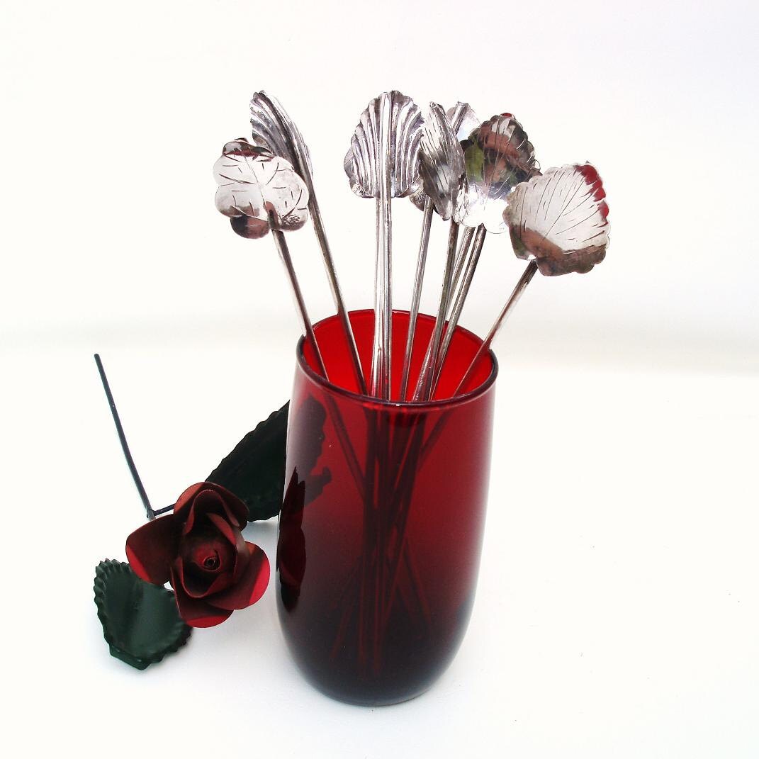 Antique Sterling Silver Spoon Straws Drink Stir by WhimzyThyme