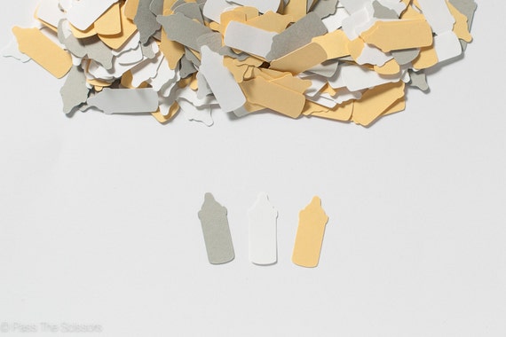 Baby Bottle Confetti, Baby Shower Decoration, Confetti, Yellow Gray, Gender Neutral Il_570xn