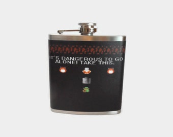 Beware Crazy Panda Man Fiaschetta In Acciaio Inox 6oz Con Custodia In Pelle Sintetica Grigia - Tappo A Vite, Design Esclusivo, Regalo Originale