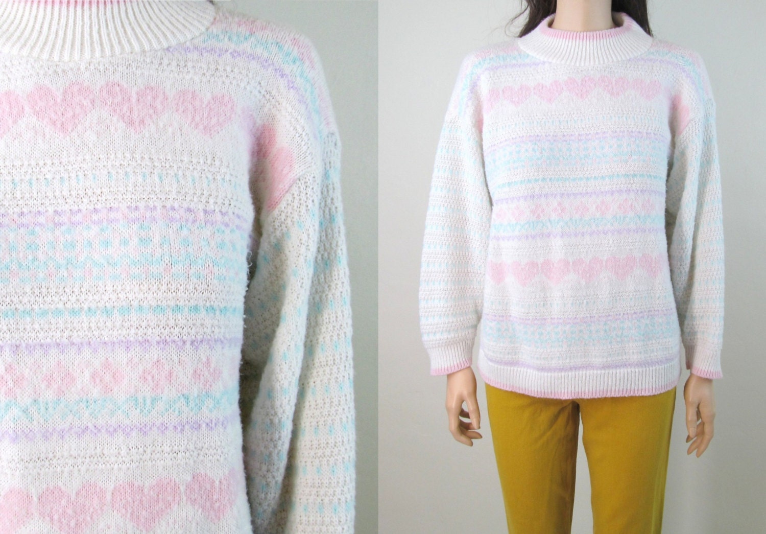  Pastel  Sweater  80 s Sweater  80s Pastel Pink Sweater 