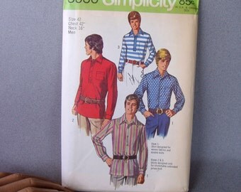 VINTAGE Men's Shirt Pattern / Chest 42 Neck 16 / Uncut / 1970s Sewing Pattern / Vintage Mens Fashion