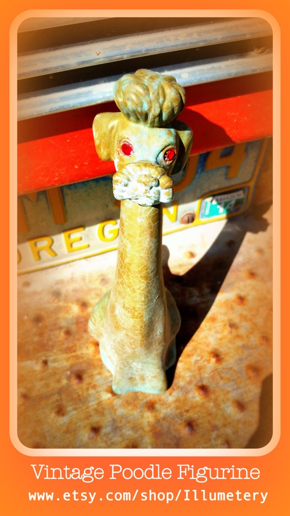 Items similar to Unique, Upcycled Poodle Dog Figurine Statue, Red