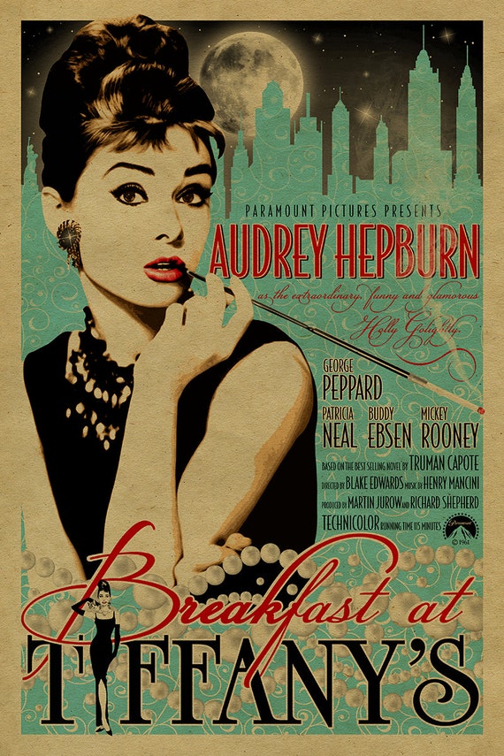 Audrey Hepburn in Breakfast at Tiffany's poster.12x18.
