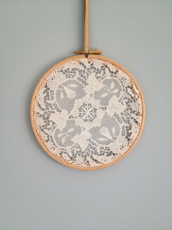 Vintage Lace Embroidery Hoop by lottealice on Etsy