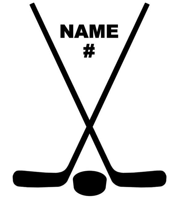 Hockey Sticks Crossed Custom Name Option