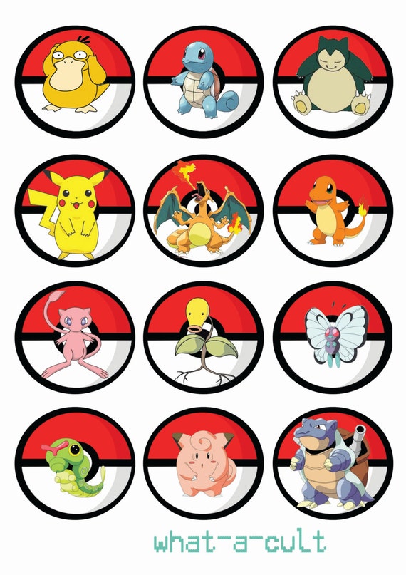 24 Pokemon Cake Topper Cupcake Muffin Mini Game By WHATaCULT