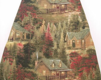 Thomas Kinkade Ironing Board Cover, Log Cabin Country Print, Reversable, Drawstring Closure, Original Design
