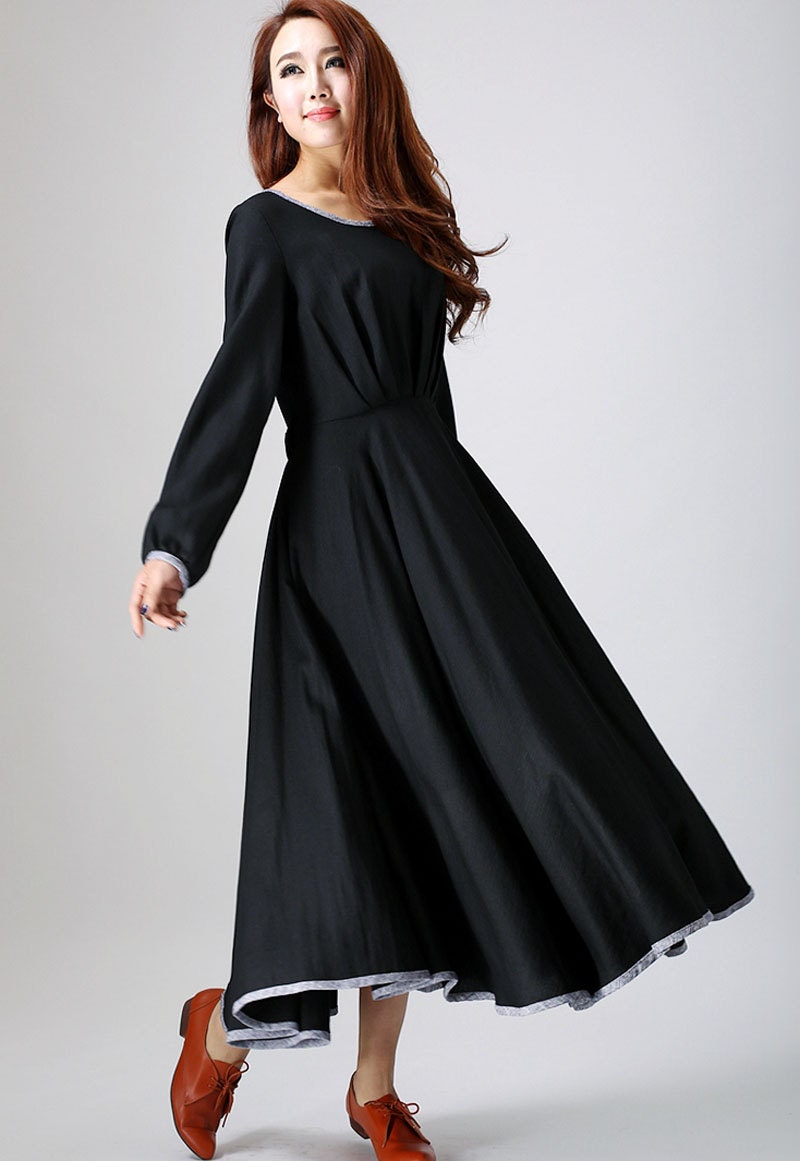 long black dress maxi dress women dresses linen clothing