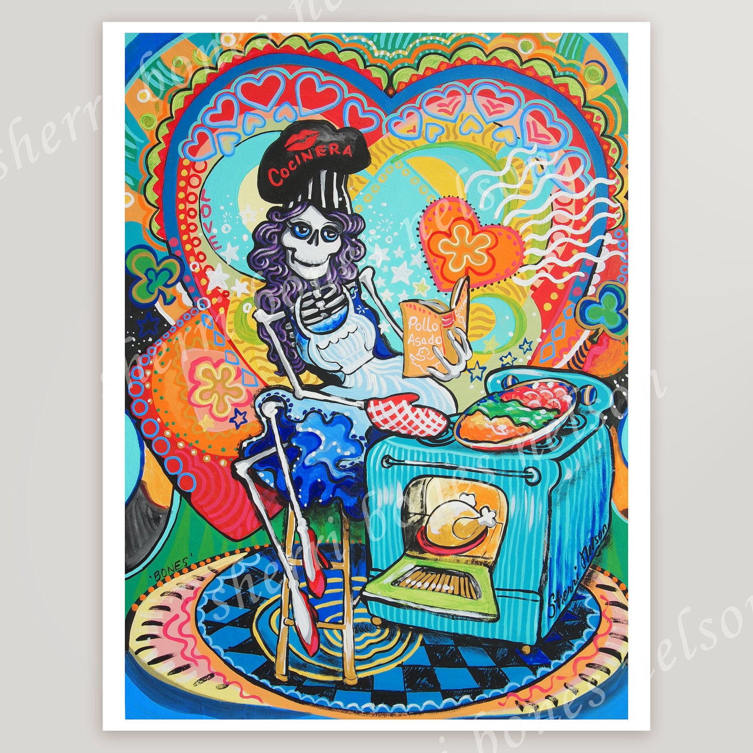 Day Of The Dead Wall Art mexican kitchen catrina art print. day of the dead cook wall Day Of The Dead Wall Art mexican kitchen catrina art print. day of the dead cook wall