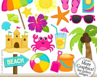 Beach Clipart 2- Digital Clip Art - Personal and commercial use