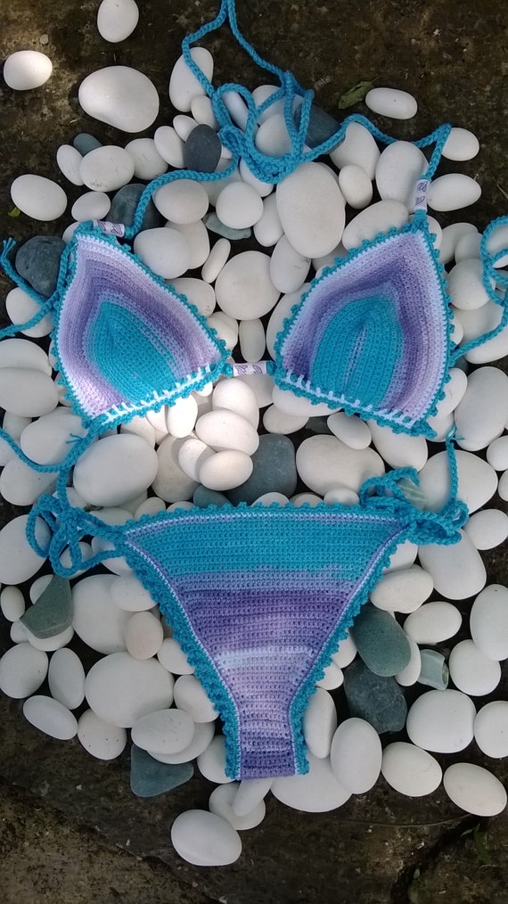 crochet bikini Blue Purple Crochet swimwear crochet