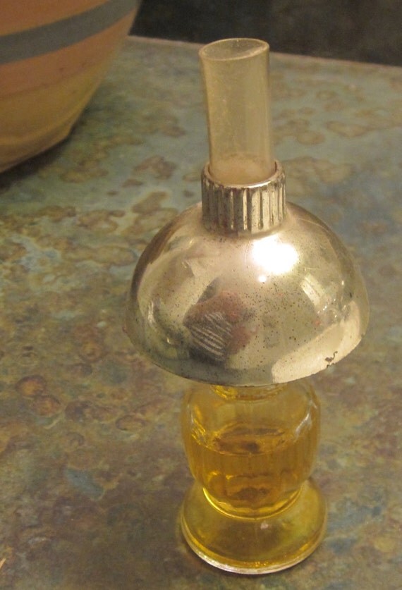 Vintage Lander Oil Lamp Perfume Bottle 4 1/4 Silver
