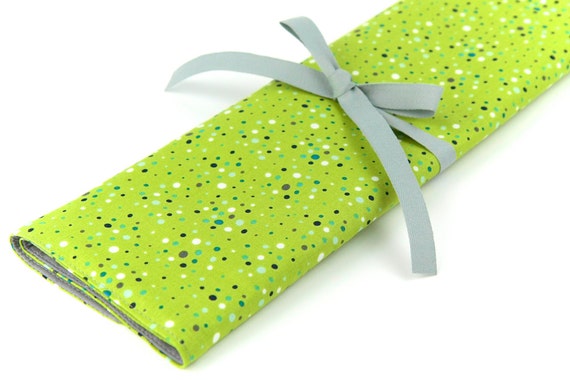 Knitting Needle Case - Dotty - IN STOCK Large Organizer 30 Gray Pockets for straights, circulars, dpns and notions
