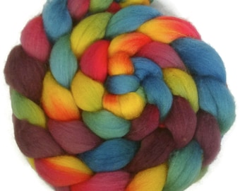 Handpainted BFL Wool Roving - 4 oz. ARCADE - Spinning Fiber