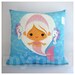 Under the Sea, Seahorse Pillow, Mermaid Pillow, Blue Pillow, Decorative Pillow, Kawaii Pillow, Blue Pillow, Girl's Pillow, 16 x 16"