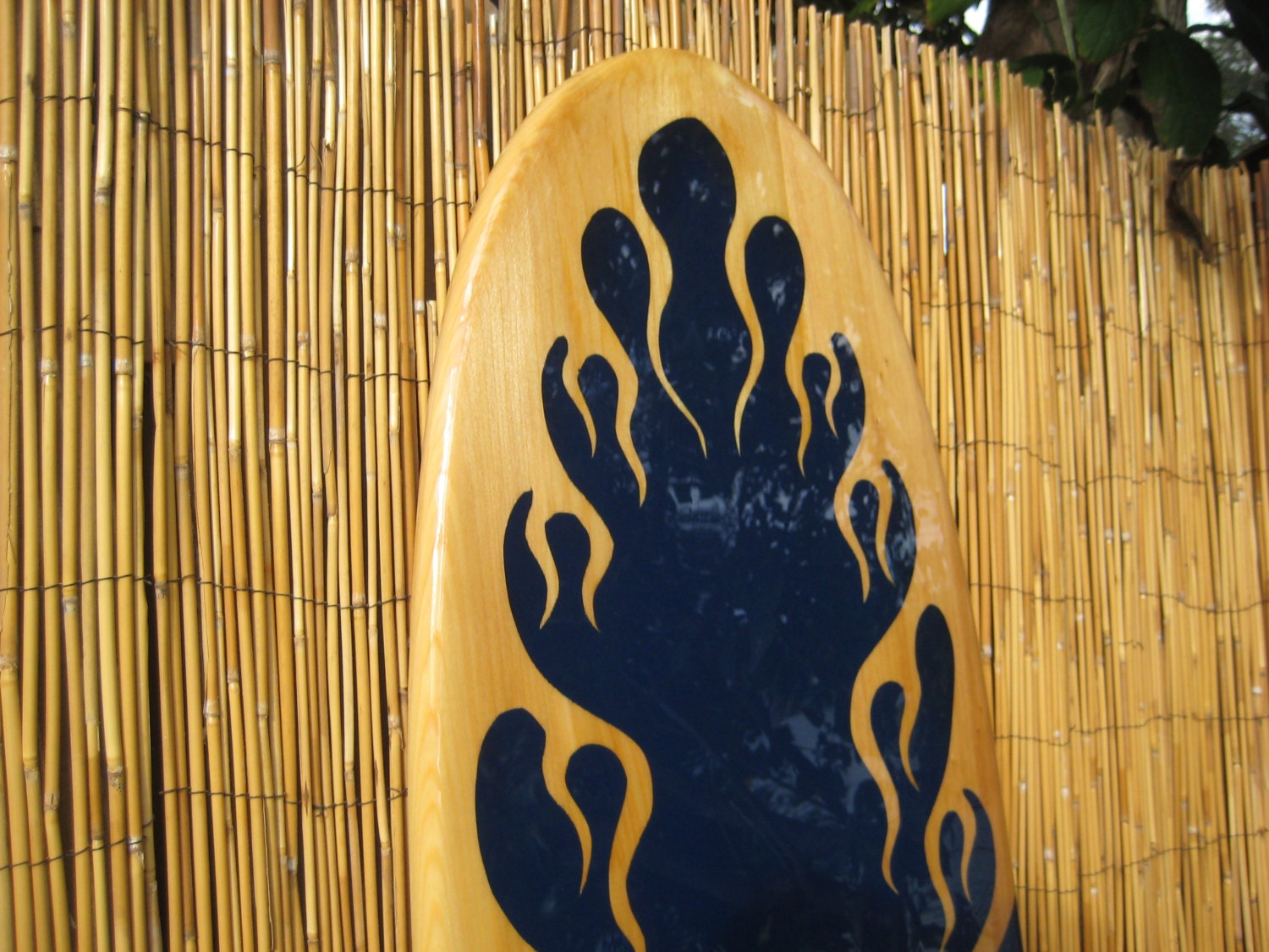 Blue Island Fire Decorative Classic Flame Surfboard Wall Art