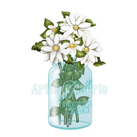 Mason Jar Art Canning Jar Flowers Jar Art by CheriesArtsnCrafts
