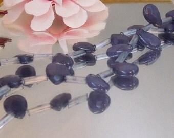 4 Sapphire Navy Blue Jade Facet Teardrop Briolettes 10x14- Bastet's Beads-