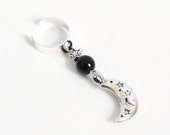 Crescent Moon And Stars Ear Cuff Cartilage Earring - Black And Silver