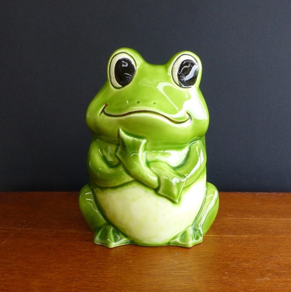 Vintage Ceramic Frog Planter Made in Japan 1970s by eclecticmoi