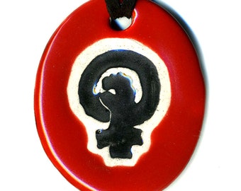Feminist Symbol Ceramic Necklace in Red