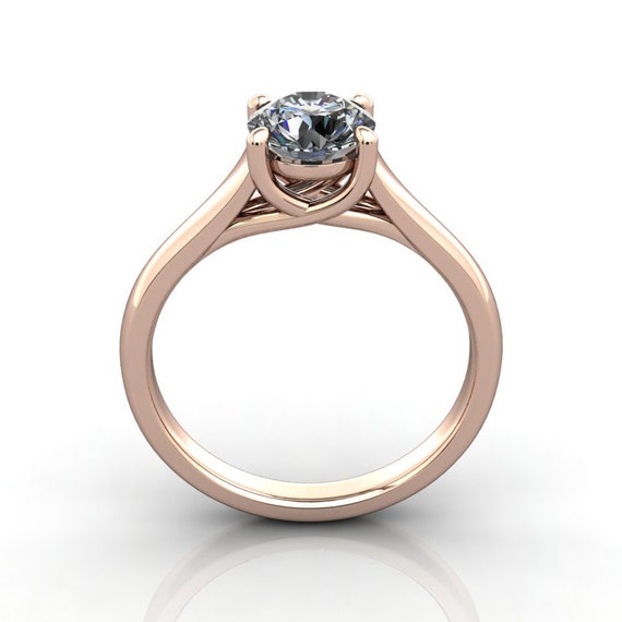 Items similar to Solitaire Engagement Ring with 1ct. Center, Rose Gold ...