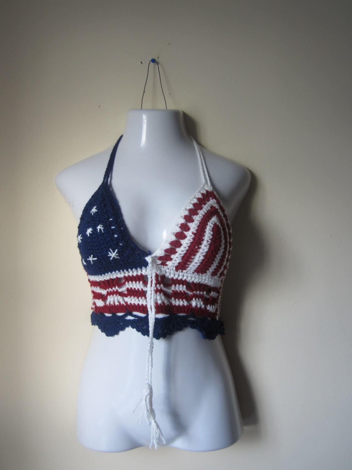 AMERICAN FLAG Crochet Crop top patriot crop by Elegantcrochets