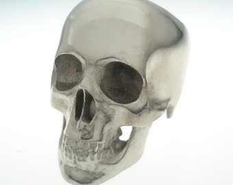 18k white gold/palladium skull ring full