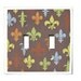 Glitter Fleur de Lis Double Light Switch Plate Decorative Pairs Themewith Bling Switchplate Cover Brown Blue, Yellow GreenRoom Decor